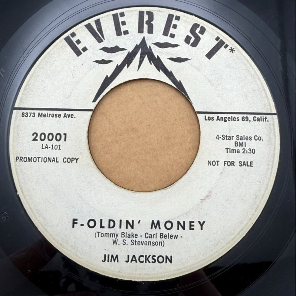 Jim Jackson F-Oldin Money / May I 45 Vinyl 60s R&B Promo Everest 20001
